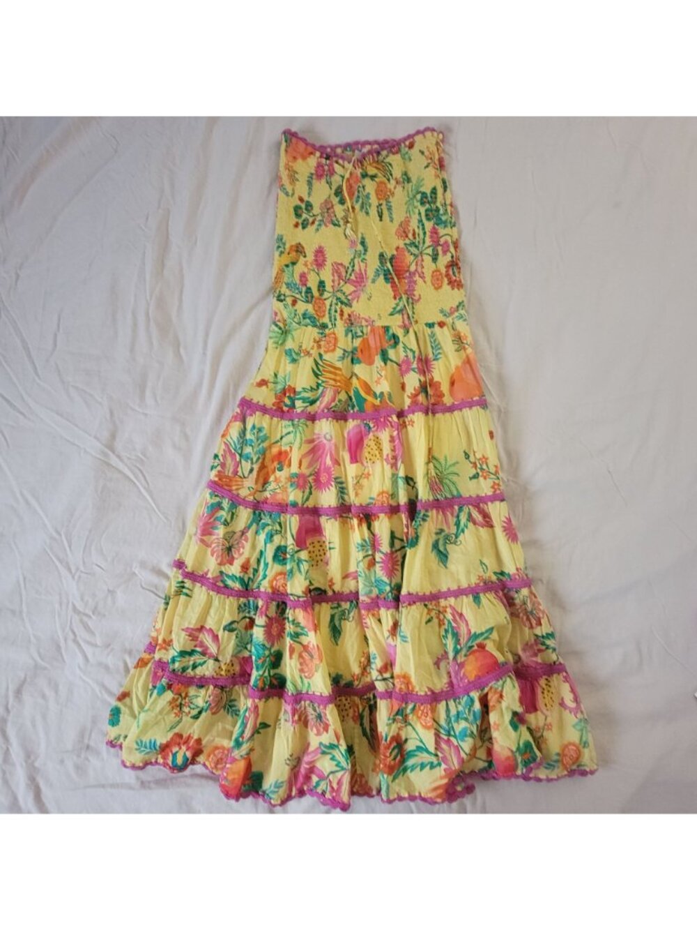 Anthropologie Farm Rio Delicate Fruit Garden Halter Maxi Dress Whimsical Women M - Picture 3 of 9